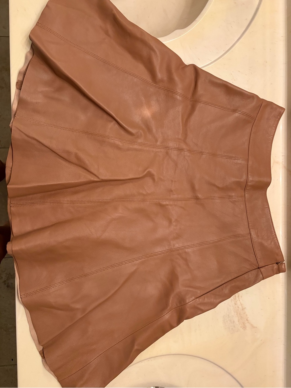 Flared Faux Leather Skirt in Camel